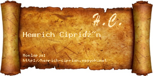 Hemrich Ciprián névjegykártya